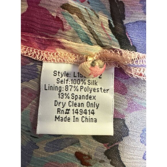 NWT Johnny Was Vintage Sheer Floral Pink Blouse w/Ruffled Collar Size L - Picture 13 of 13